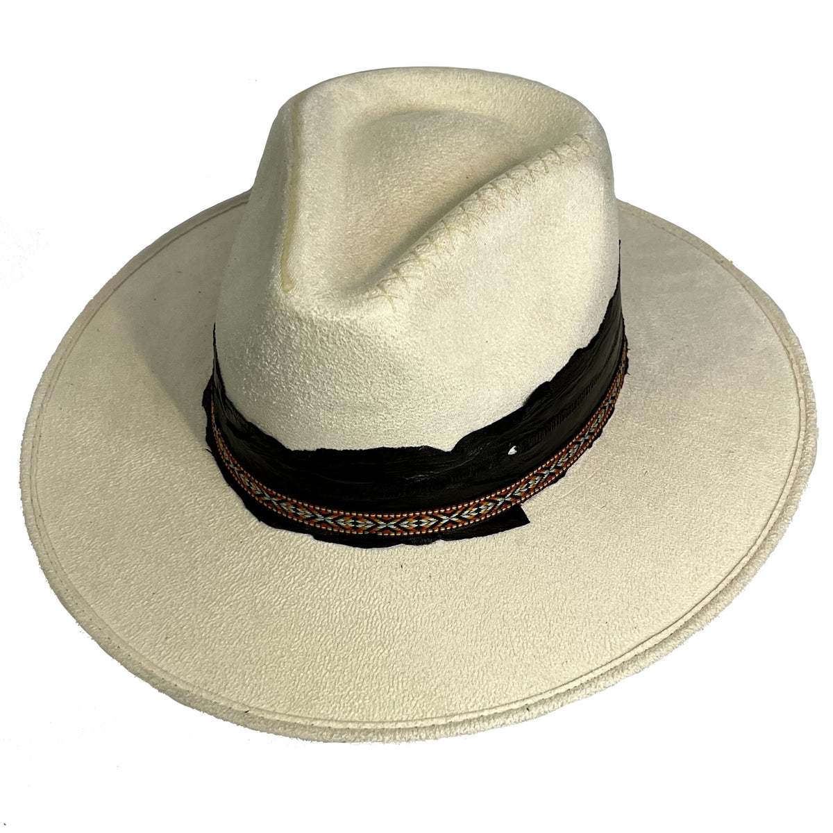 Campelle The Tulum White Hand Made and Embroidered Boho Panama Fedora Hat Authentic Panama Hat - Handwoven Toquilla Straw, Timeless  main image 3